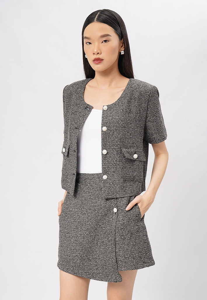 Short Sleeve Tweed Blazer