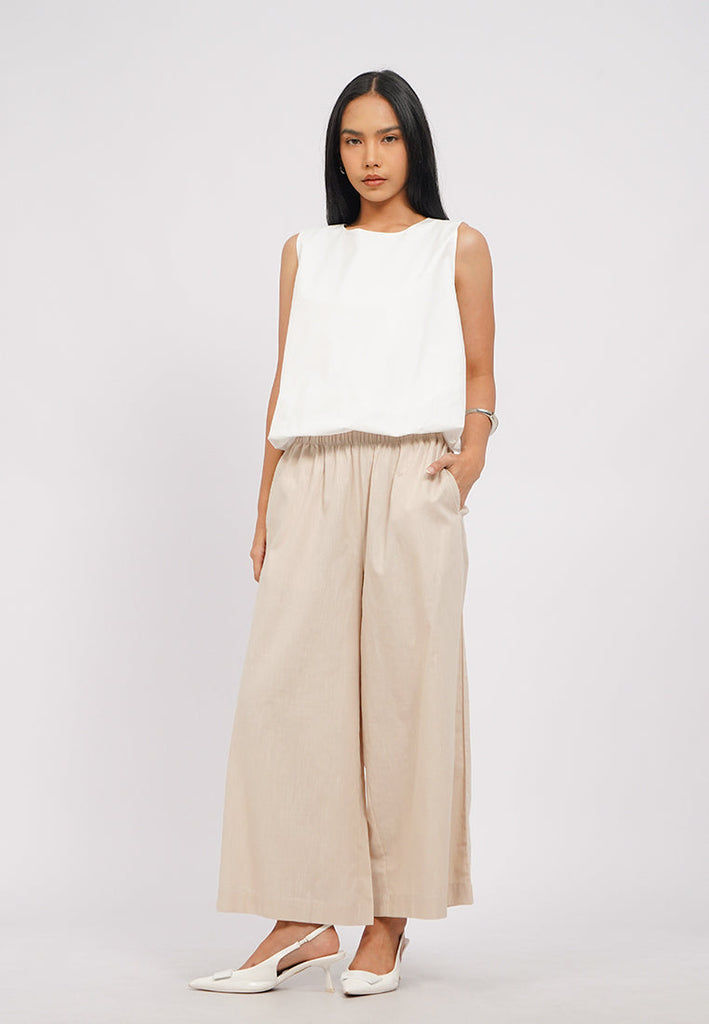 Linen-Blend Wide Leg Pants