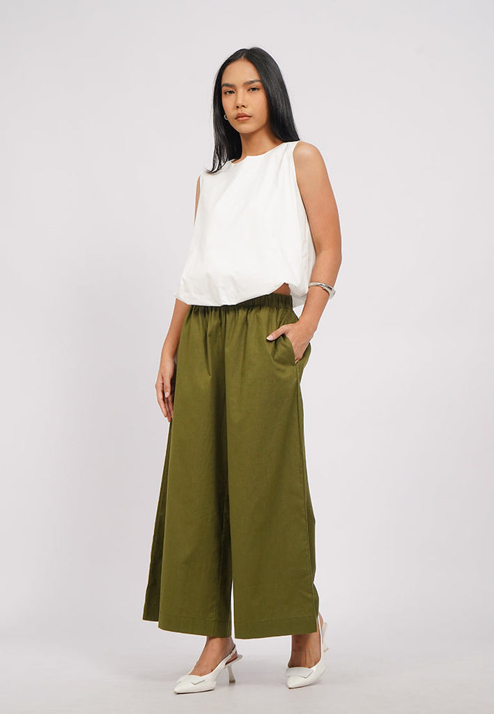 Linen-Blend Wide Leg Pants