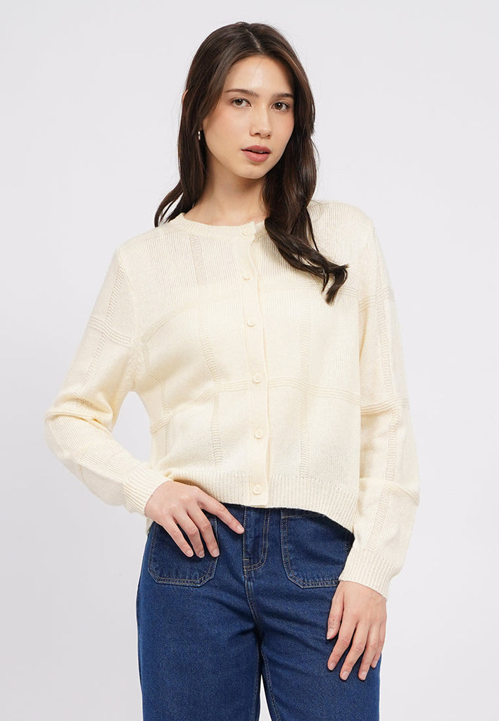 Windowpane Checked Cardigan