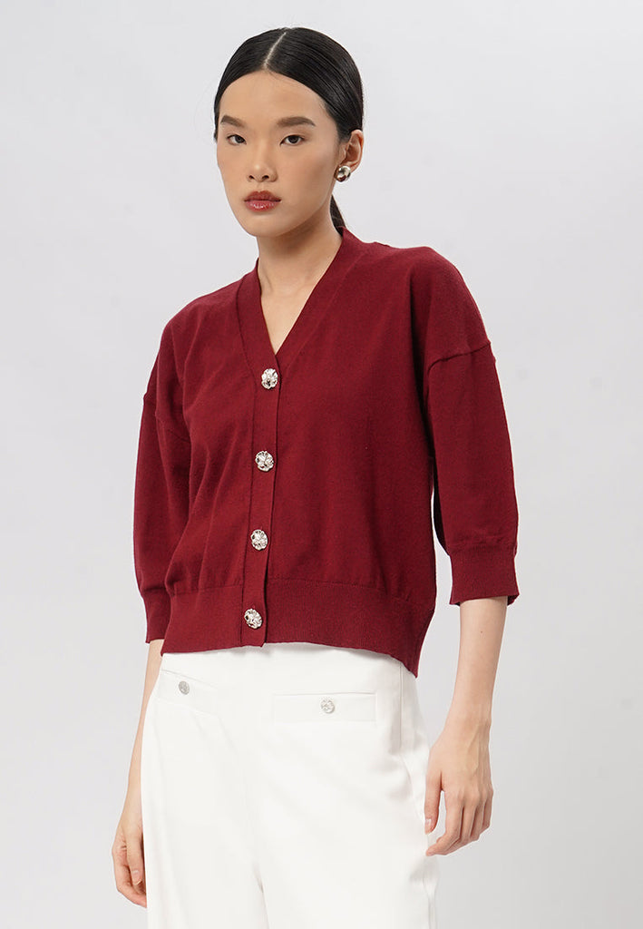 Knit Cardigan with Fancy Button