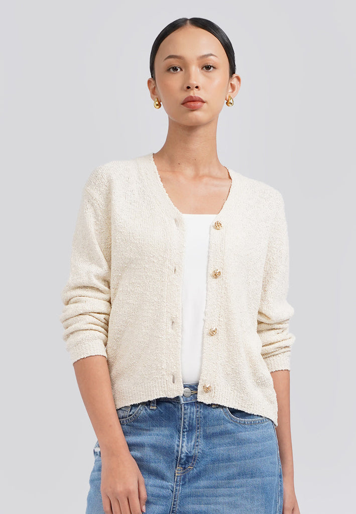 Textured Long Sleeve Knit Cardigan