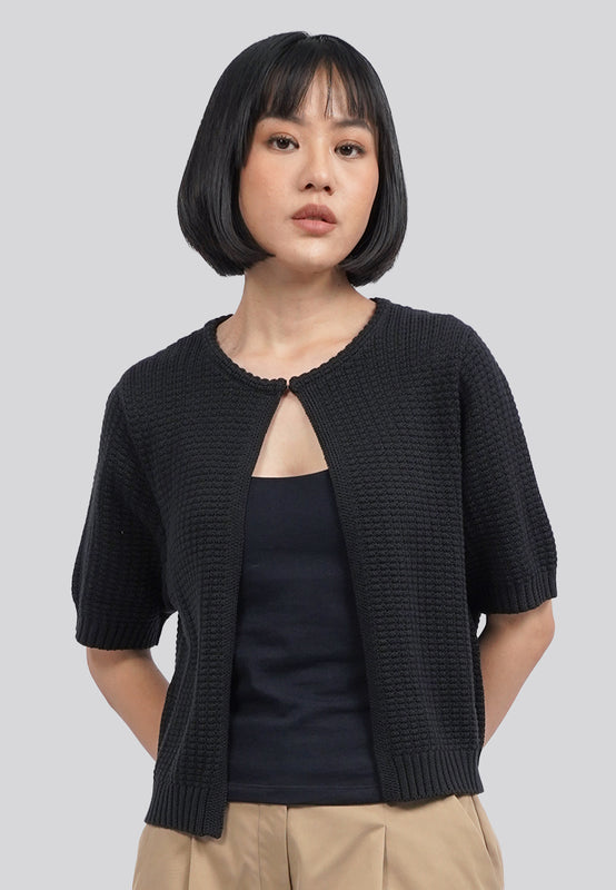 Short Sleeve Cropped Knit Cardigan