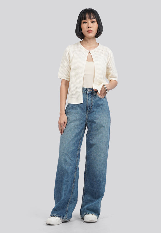 Short Sleeve Cropped Knit Cardigan