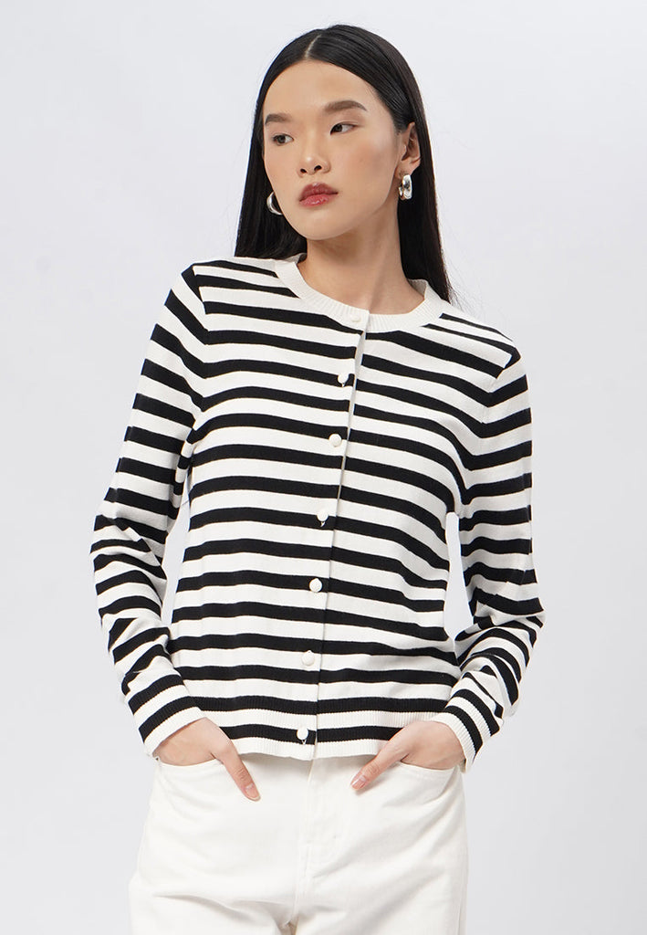 Long Sleeve Stripes Knit Top