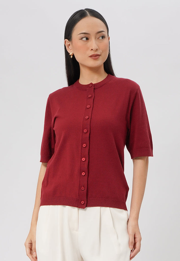 Round Neck Short Sleeve Knit Top