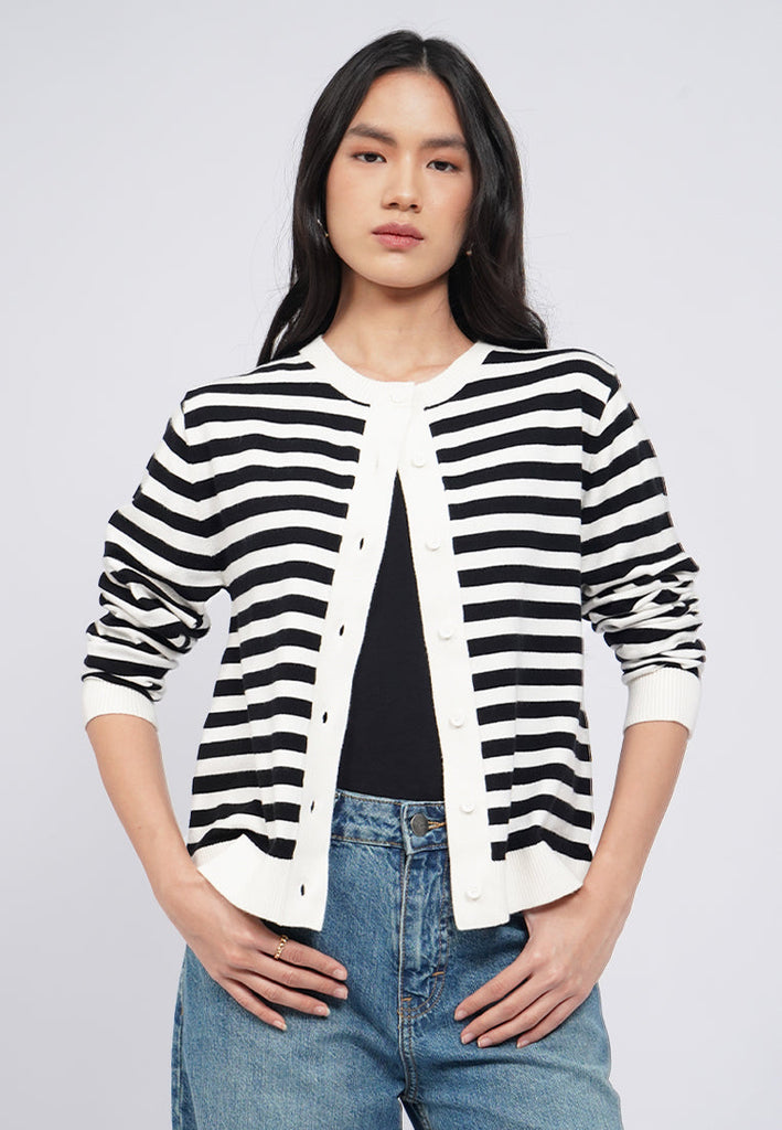 Long Sleeve Stripes Cardigan