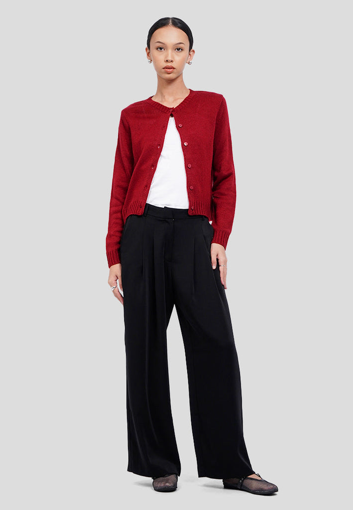 Round Neck Textured Cardigan