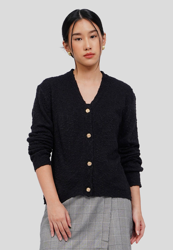 Textured Long Sleeve Knit Cardigan