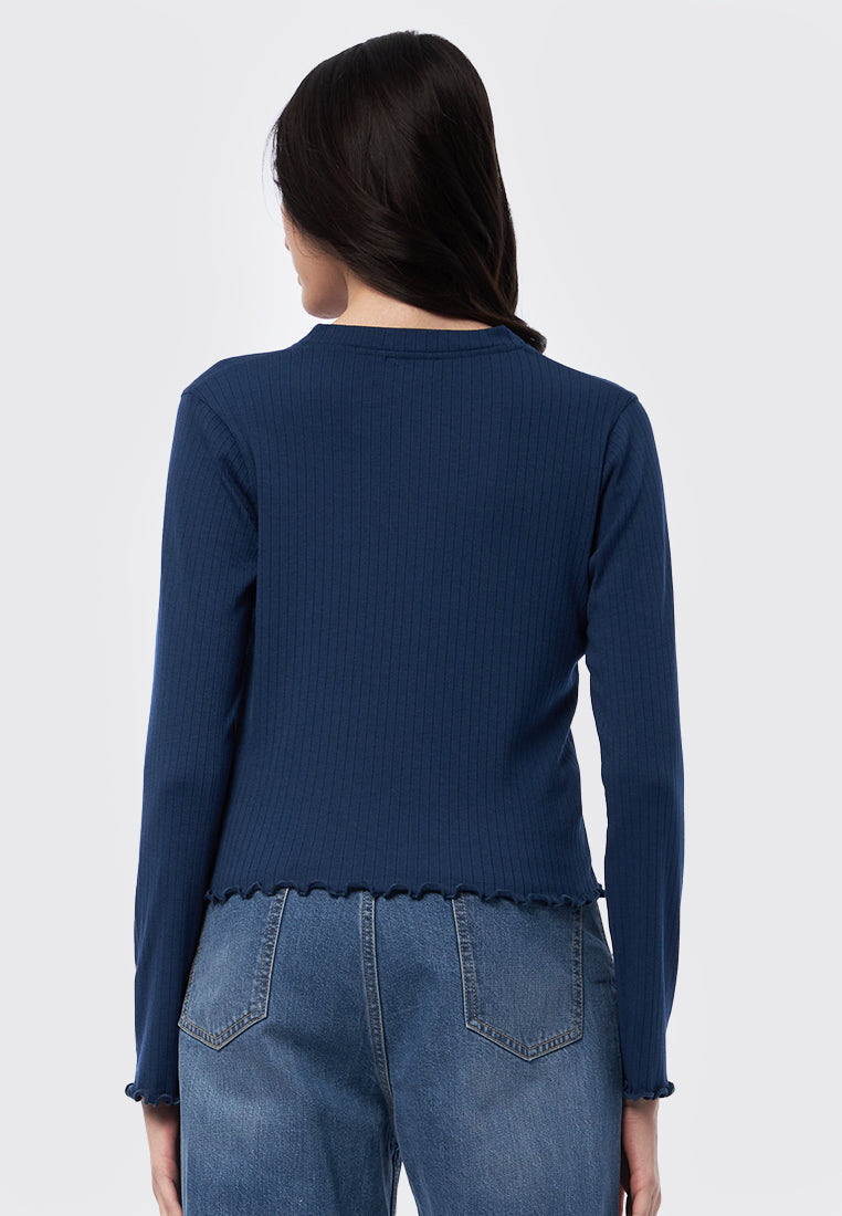 Long Sleeve Rib Top with Lettuce Hem – EXECUTIVE