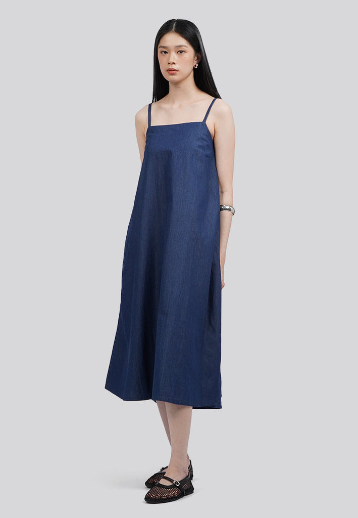 Strappy Denim Midi Dress