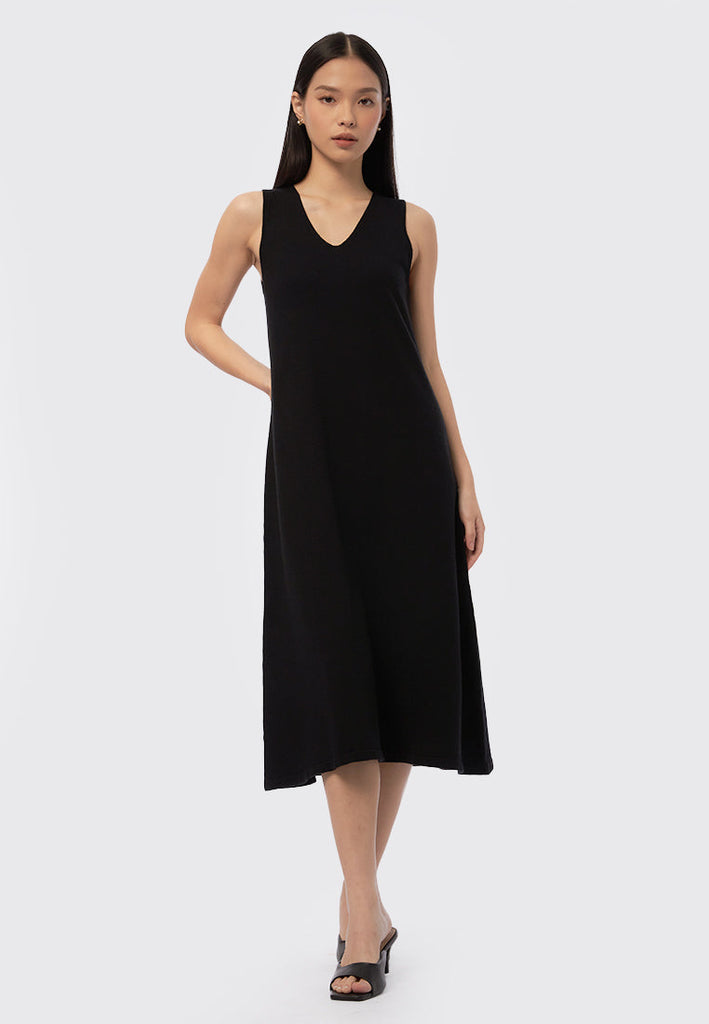 V-Neck Knitted Midi Dress