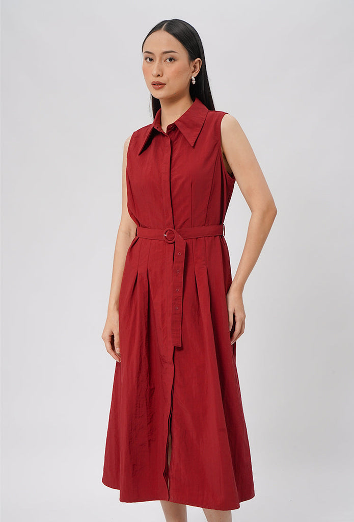 Sleeveless Midi Shirt Dress