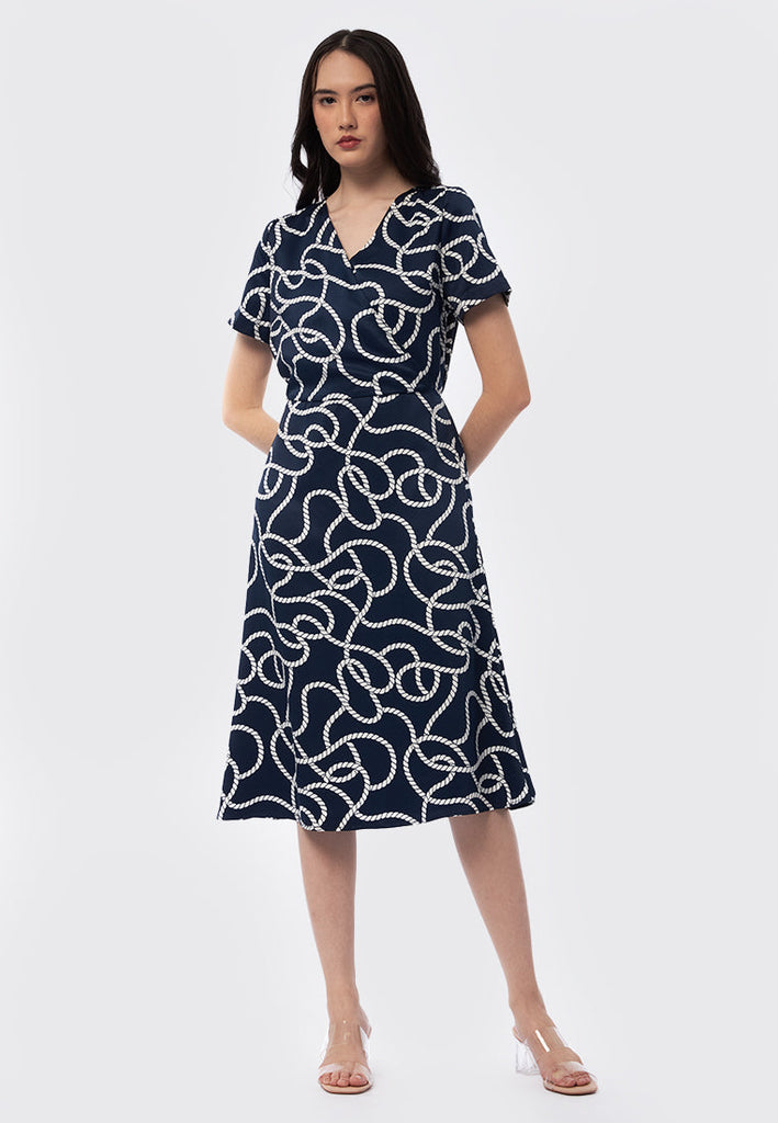 Short Sleeve Printed Midi Dress