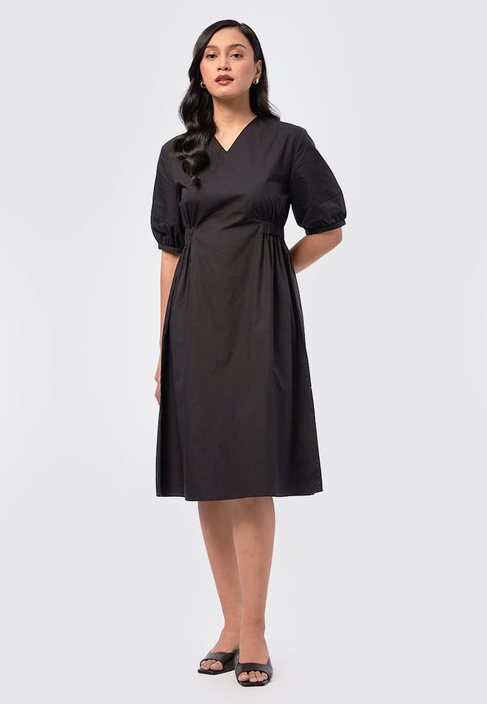 V-Neck Short Sleeve Midi Dress