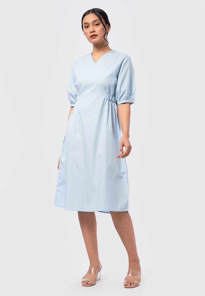 V-Neck Short Sleeve Midi Dress