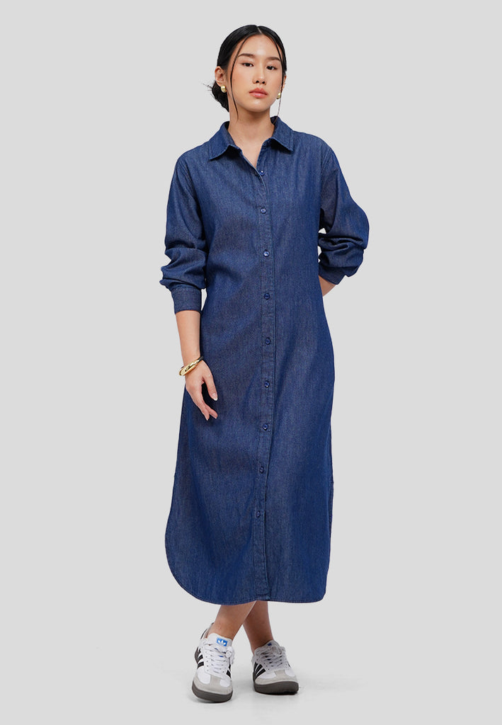 Long Sleeve Chambray Shirt Dress