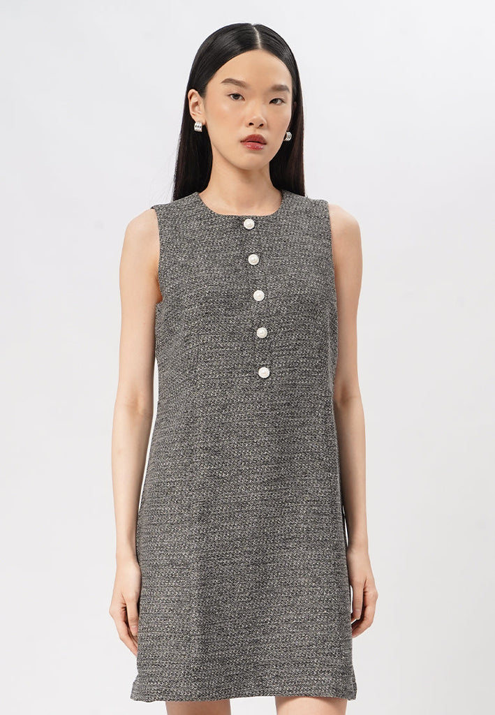 Sleeveless Tweed Mini Dress