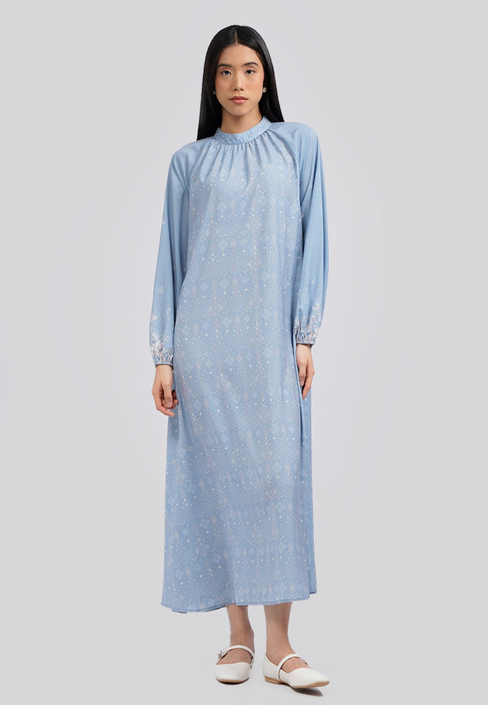 Puffy Raglan Sleeve Printed Gamis