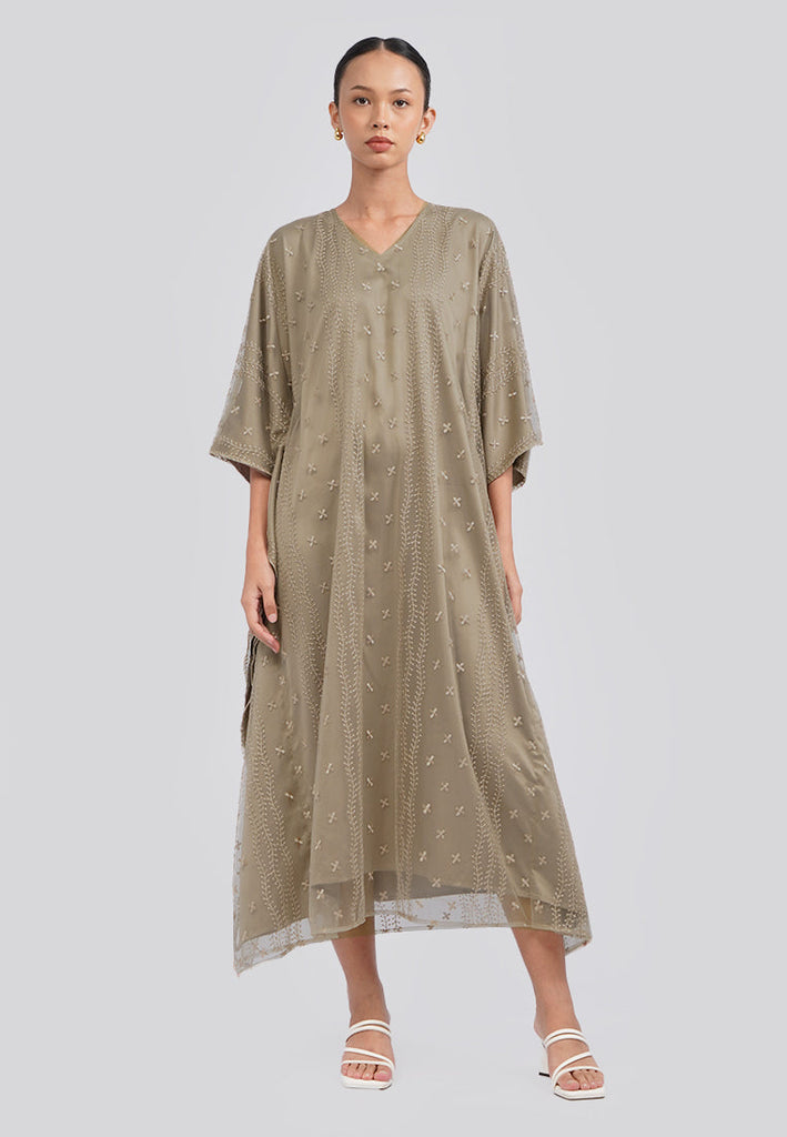 Embroidered V-Neck Kaftan