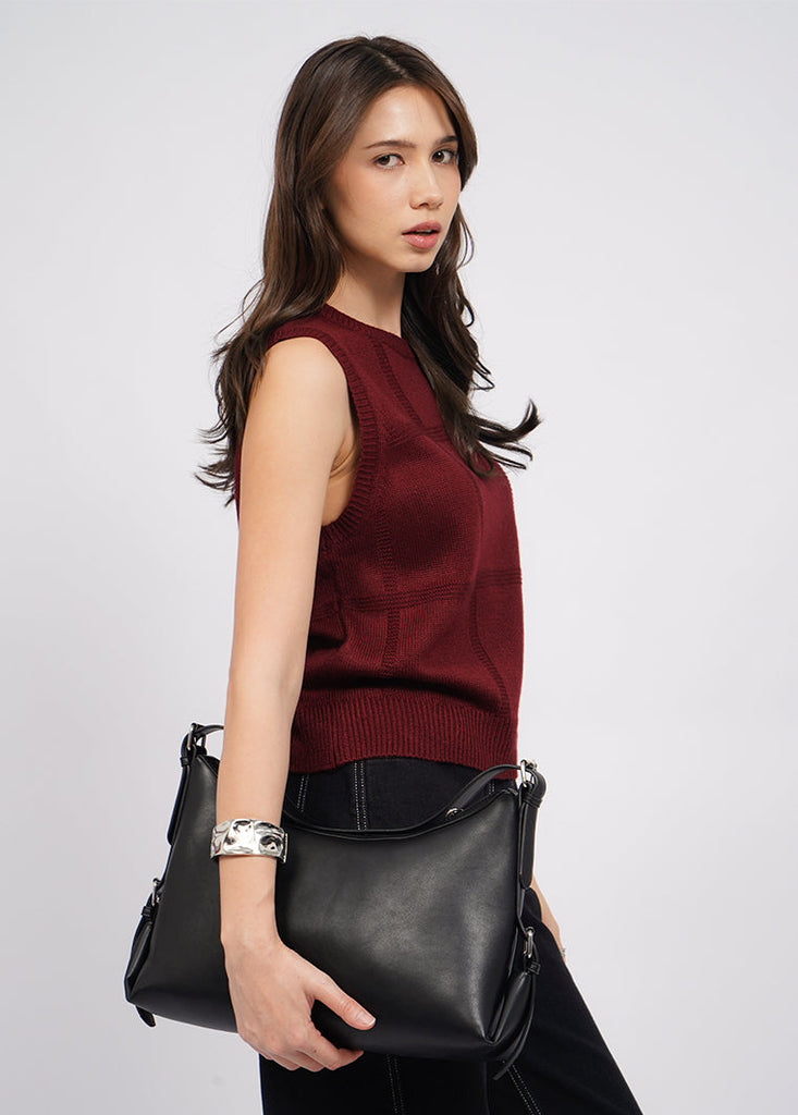 Black Shoulder Bag with Top Handle