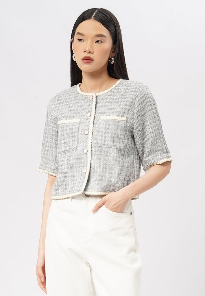 Short Sleeve Tweed Jacket