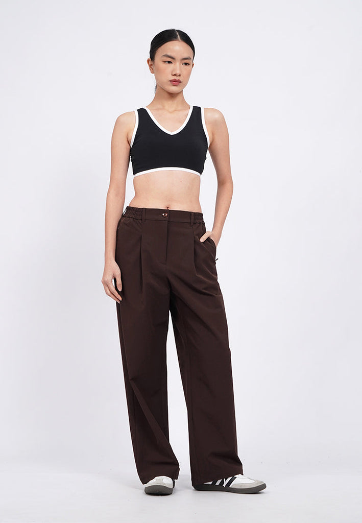 Active Long Pants with Pleat Details