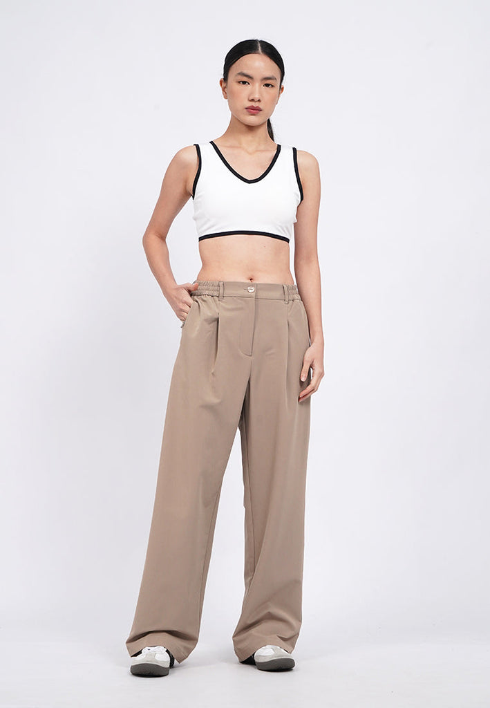 Active Long Pants with Pleat Details