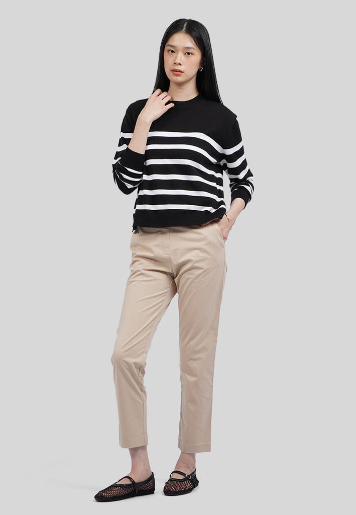 Basic Tapered High Rise Boston Pants Beige