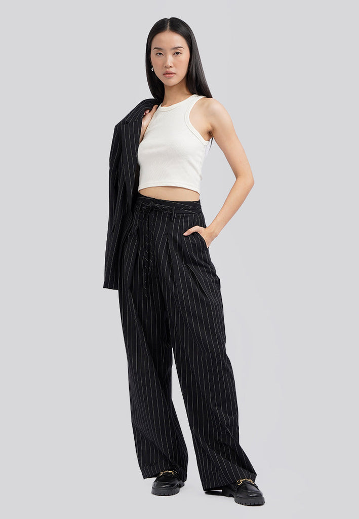 Pinstripe Wide Leg Pants