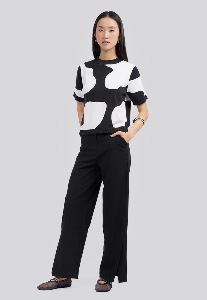 Straight Leg Trousers with Slit Details