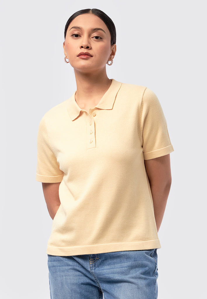 Short Sleeve Knit Polo Top