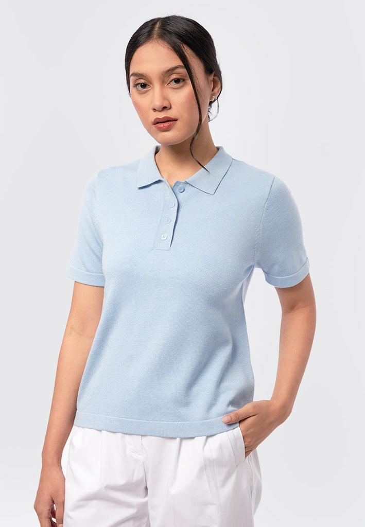 Short Sleeve Knit Polo Top