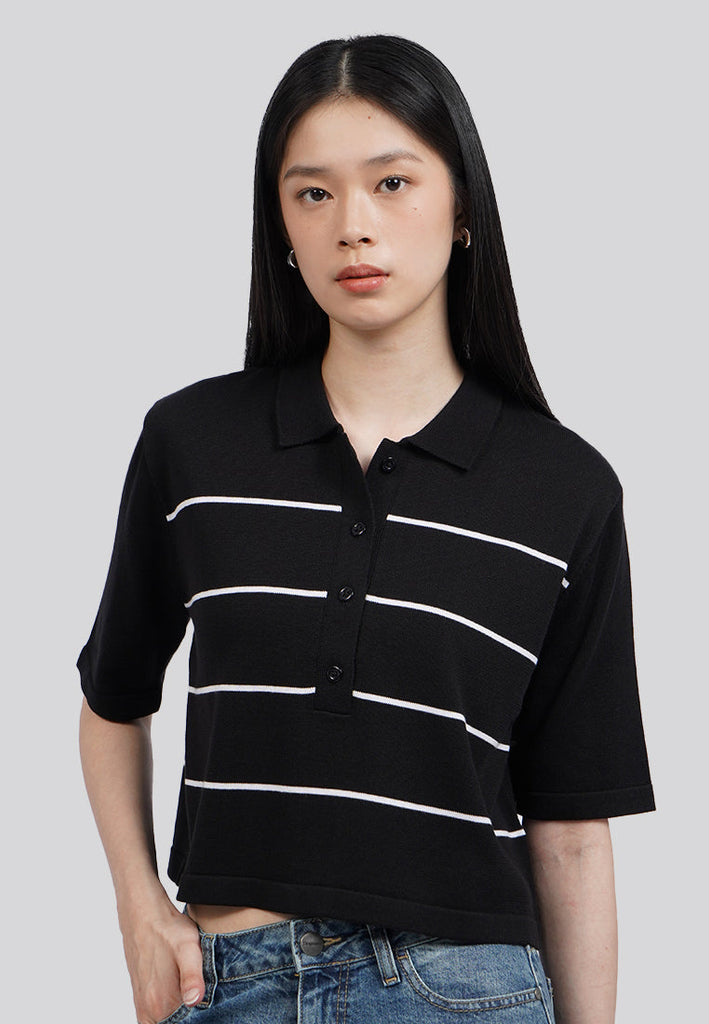 Stripes Short Sleeve Polo Top