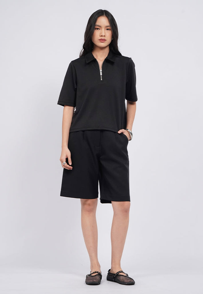 Zip Up Short Sleeve Polo Shirt