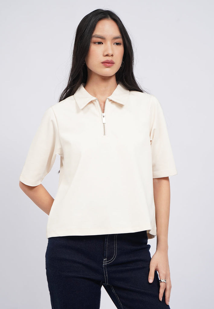 Zip Up Short Sleeve Polo Shirt