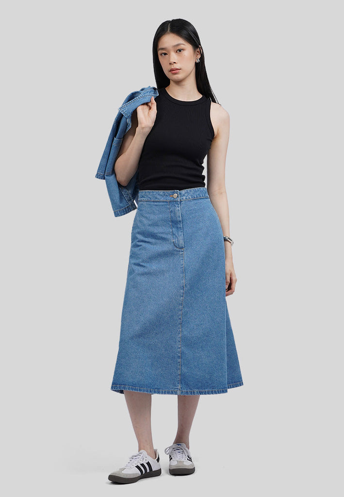Regular Fit Midi Denim Skirt