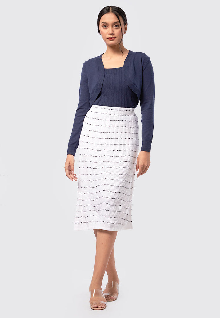 Knitted Tweed Printed Skirt