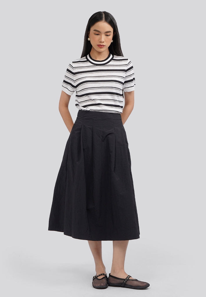 A-Line Midi Skirt with Pleat Details