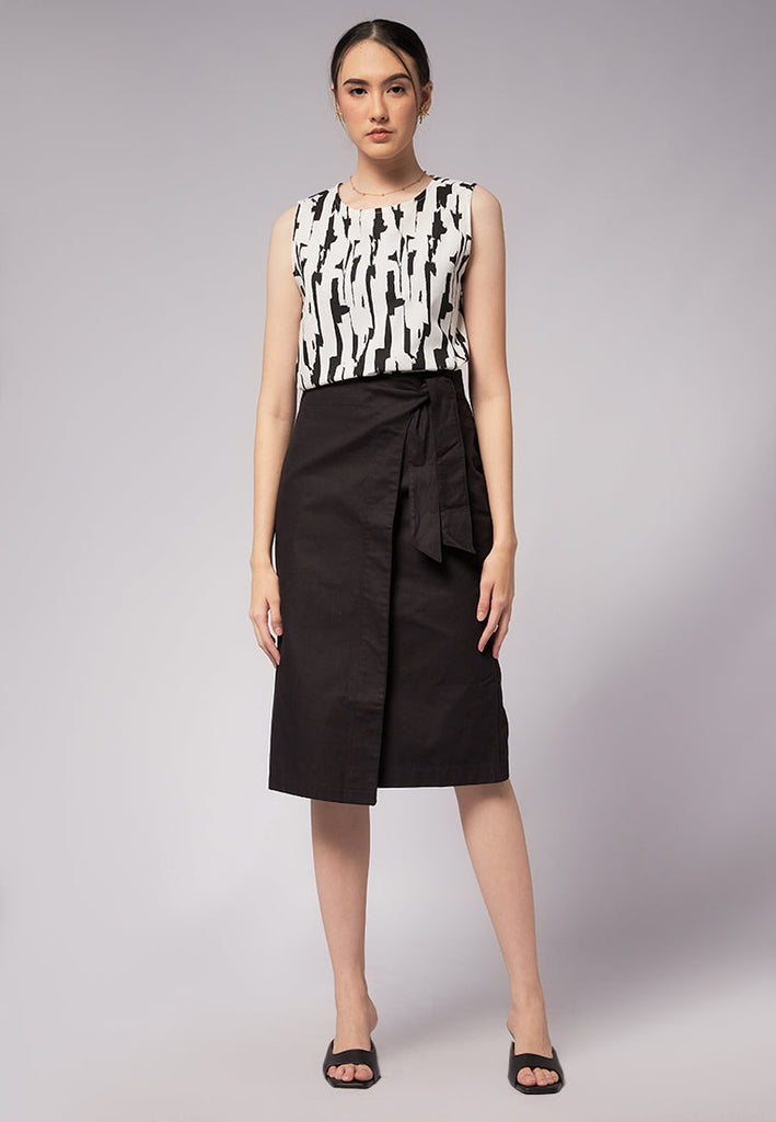 Cotton Midi Wrap Skirt