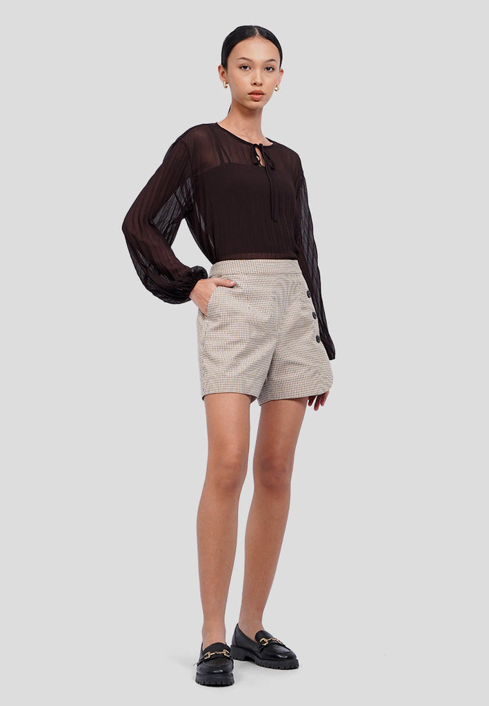 Houndstooth Skort with Button Details
