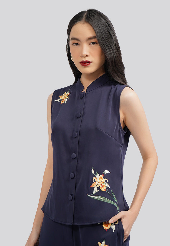 Sleeveless Embroidered Top