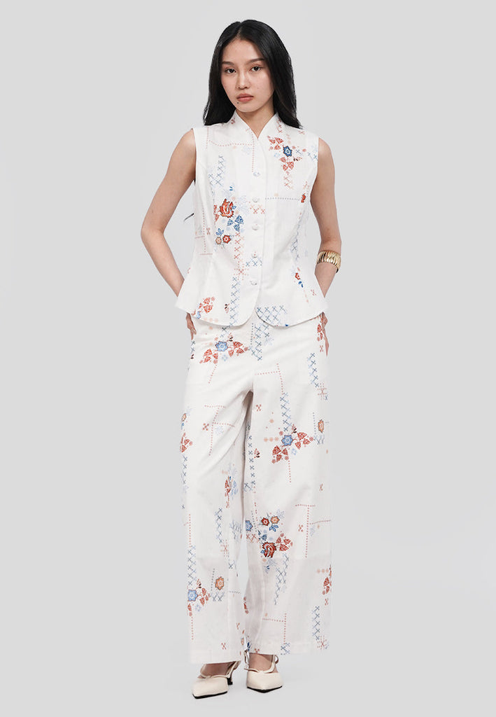 High Neck Sleeveless Batik Blouse