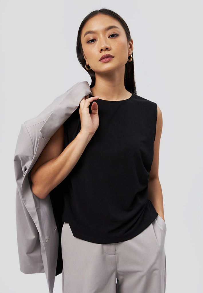 Sleeveless Top with Front Drape