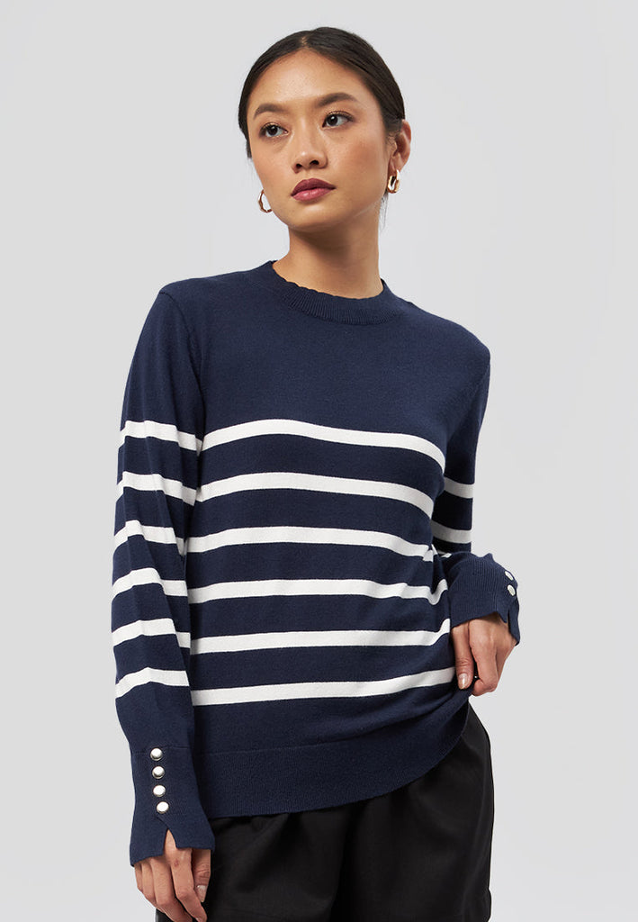 Long Sleeve Stripes Knit Top