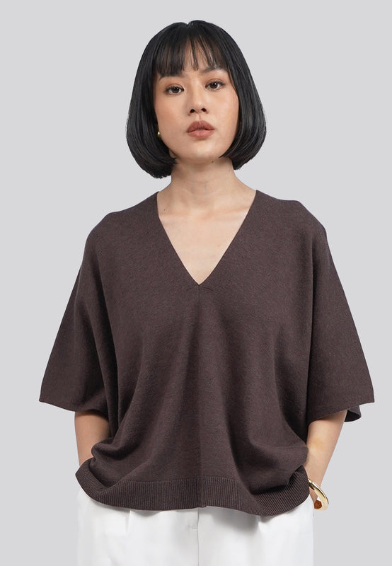 V-Neck Batwing Knit Top