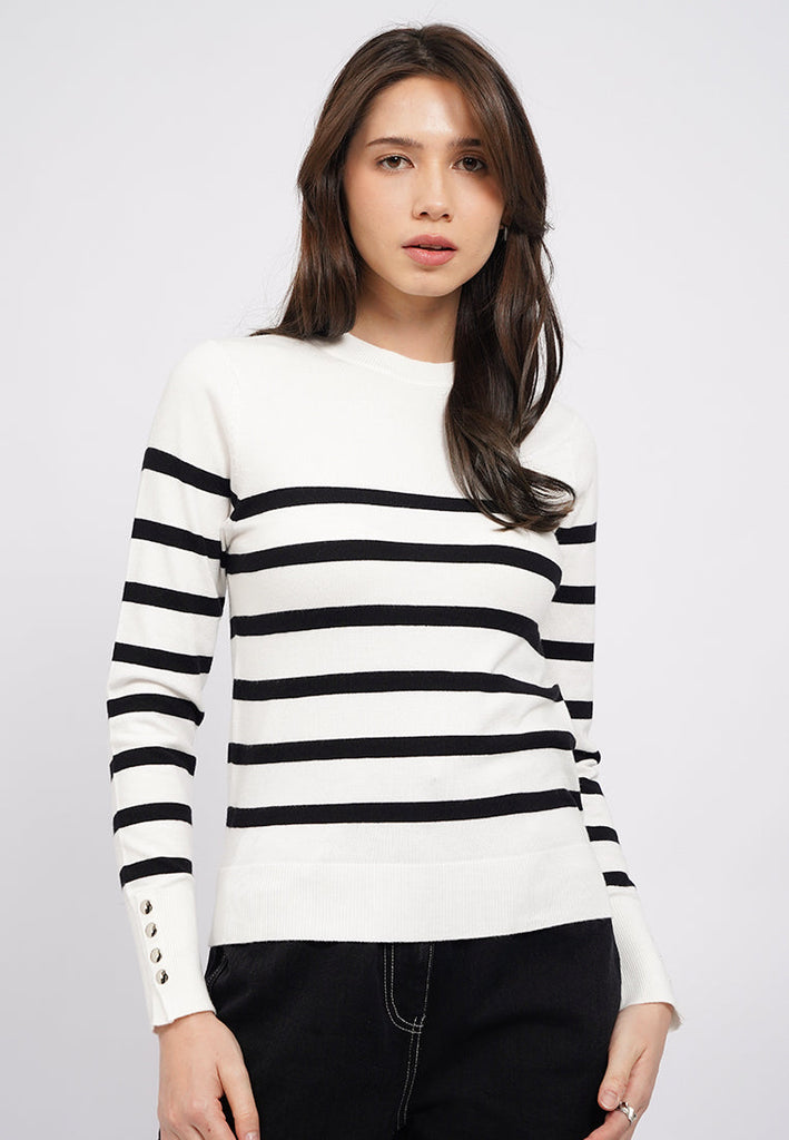 Long Sleeve Stripes Knit Sweater