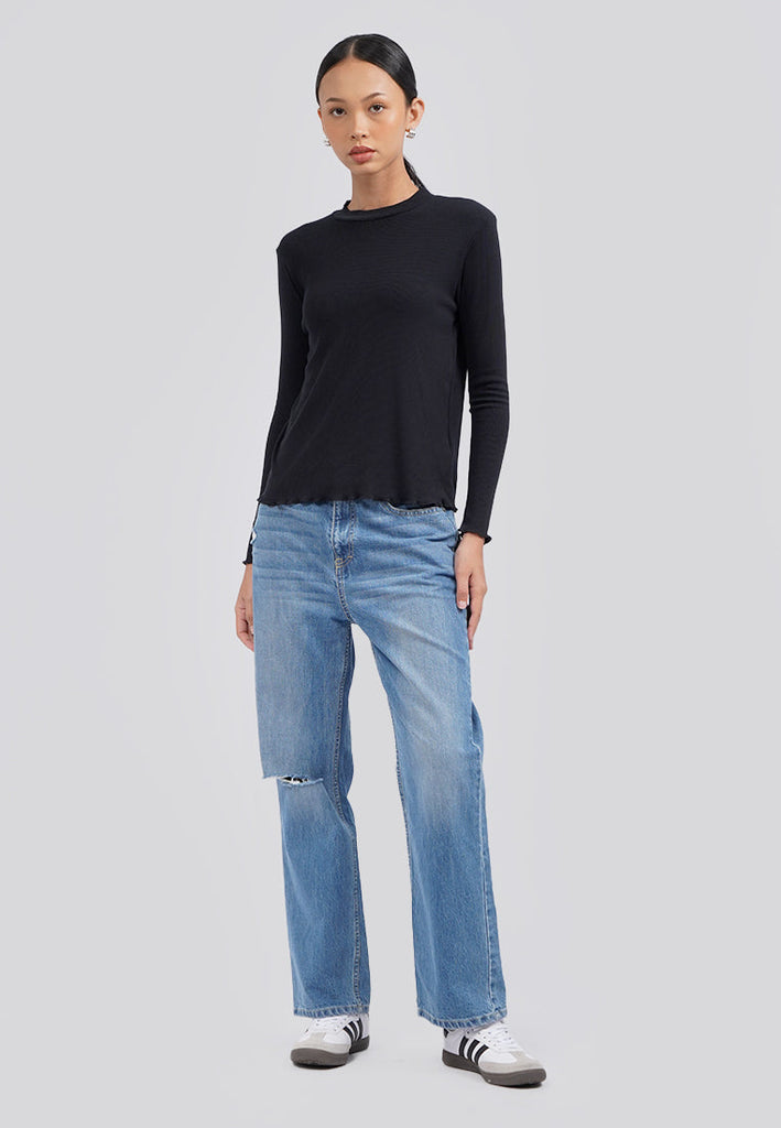 Turtle Neck Long Sleeve Rib Top