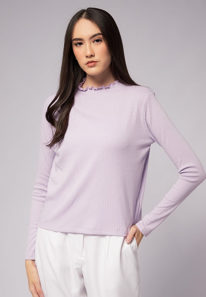 Frill Neck Long Sleeve Top