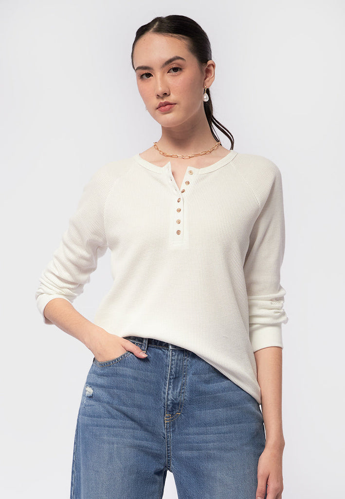 Long Sleeve Henley Knit Top